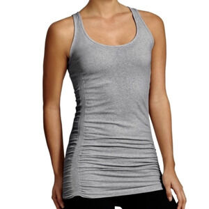 Athela Pure Ruched Gray Tank Top Women's Size S Athletic Stretch Workout Tee